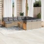 Garden sofa set with cushions 13 pieces beige synthetic rattan by , Garden sets - Ref: Foro24-3228271, Price: 783,70 €, Disco...