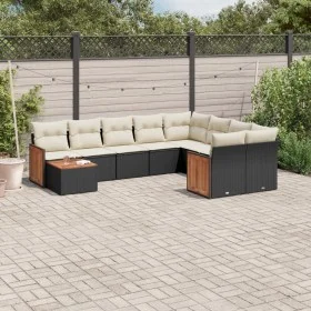 Set de sofás de jardín 10 pzas cojines ratán sintético negro de , Conjuntos de jardín - Ref: Foro24-3227995, Precio: 575,89 €...