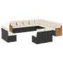 Garden sofa and cushion set 13 pieces black synthetic rattan by , Garden sets - Ref: Foro24-3228163, Price: 716,50 €, Discoun...