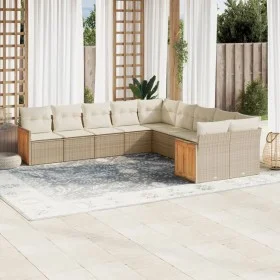 Gartensofa-Set mit beigen Kissen, 10-teilig, synthetisches Rattan von , Gartensets - Ref: Foro24-3228032, Preis: 659,32 €, Ra...