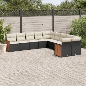 Gartensofa-Set 10-teilig mit schwarzen synthetischen Rattankissen von , Gartensets - Ref: Foro24-3228030, Preis: 598,39 €, Ra...