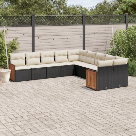 Gartensofa-Set 10-teilig mit schwarzen synthetischen Rattankissen von , Gartensets - Ref: Foro24-3228030, Preis: 549,96 €, Ra...
