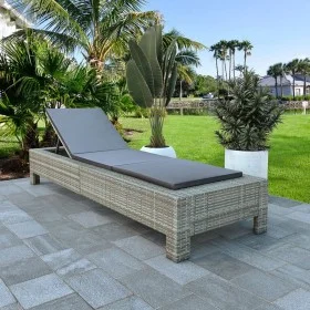 Lounger with gray synthetic rattan cushion by vidaXL, Loungers - Ref: Foro24-46236, Price: 162,58 €, Discount: %