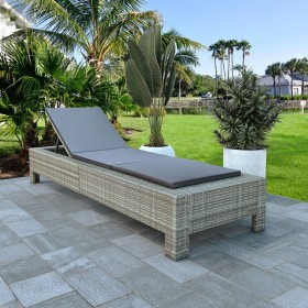Sonnenliege mit synthetischem Rattankissen grau von vidaXL, Liegen - Ref: Foro24-46236, Preis: 163,69 €, Rabatt: %