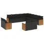 Garden sofa and cushion set 13 pieces black synthetic rattan by , Garden sets - Ref: Foro24-3228204, Price: 913,39 €, Discoun...