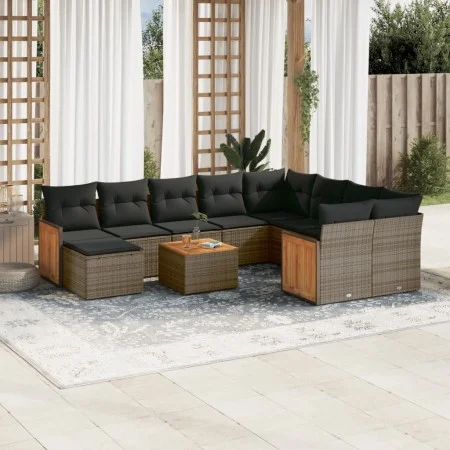 11-piece garden sofa set and gray synthetic rattan cushions by , Garden sets - Ref: Foro24-3228244, Price: 629,28 €, Discount: %