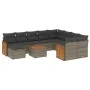 11-piece garden sofa set and gray synthetic rattan cushions by , Garden sets - Ref: Foro24-3228244, Price: 629,28 €, Discount: %