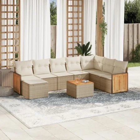 9-teiliges Gartensofa-Set mit beigen synthetischen Rattankissen von , Gartensets - Ref: Foro24-3227934, Preis: 589,51 €, Raba...