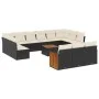Gartensofa- und Kissenset 14-teilig aus schwarzem synthetischem Rattan von , Gartensets - Ref: Foro24-3228142, Preis: 810,92 ...