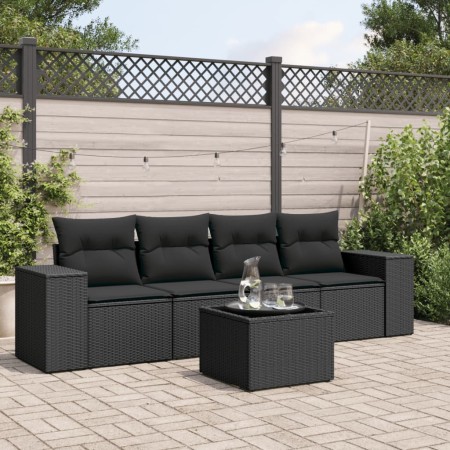 5-piece garden furniture set and black synthetic rattan cushions by , Modular outdoor sofas - Ref: Foro24-3222284, Price: 340...
