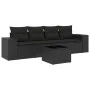 5-teiliges Gartenmöbel-Set und schwarze synthetische Rattankissen von , Modulare Sofas für den Außenbereich - Ref: Foro24-322...