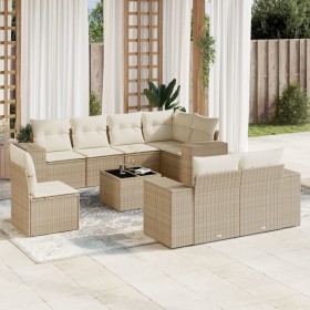 9-teiliges Gartensofa-Set mit beigen synthetischen Rattankissen von , Gartensets - Ref: Foro24-3222847, Preis: 644,76 €, Raba...