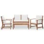 Muebles de jardín 4 piezas con cojines madera maciza de acacia de vidaXL, Conjuntos de jardín - Ref: Foro24-47283, Precio: 40...