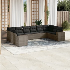 10-piece garden sofa set with gray synthetic rattan cushions by , Garden sets - Ref: Foro24-3223069, Price: 611,61 €, Discoun...