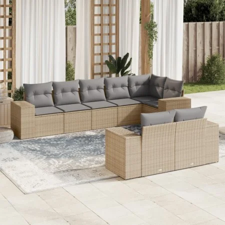 Garden sofa set with beige cushions 8 pcs PE rattan by , Garden sets - Ref: Foro24-3222818, Price: 573,38 €, Discount: %
