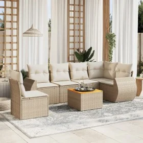 7-piece garden sofa set and beige synthetic rattan cushions by , Garden sets - Ref: Foro24-3225029, Price: 511,54 €, Discount: %