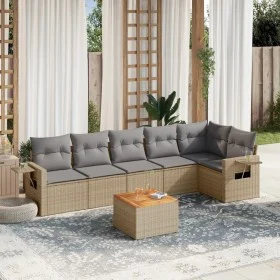 7-piece garden sofa set and beige synthetic rattan cushions by , Modular outdoor sofas - Ref: Foro24-3224575, Price: 433,88 €...