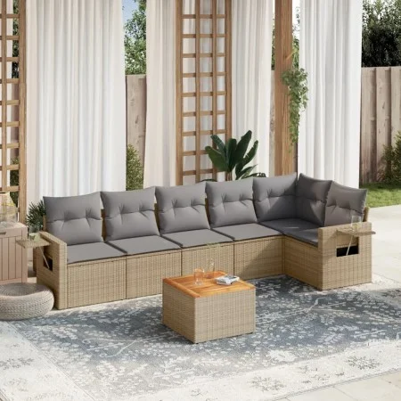 7-piece garden sofa set and beige synthetic rattan cushions by , Modular outdoor sofas - Ref: Foro24-3224575, Price: 433,88 €...