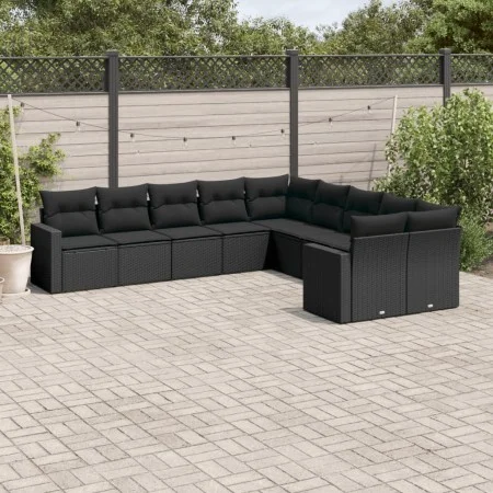 Garden sofa set 10 pieces with black synthetic rattan cushions by , Garden sets - Ref: Foro24-3219495, Price: 667,84 €, Disco...