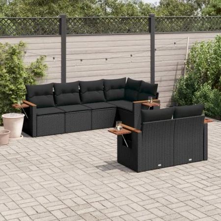 7-piece garden dining set and black synthetic rattan cushions by , Garden sets - Ref: Foro24-3226979, Price: 541,66 €, Discou...