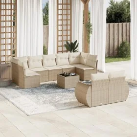 Garden sofa set with beige cushions 10 pieces synthetic rattan by , Modular outdoor sofas - Ref: Foro24-3221827, Price: 718,5...