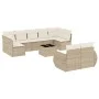 Gartensofa-Set mit beigen Kissen, 10-teilig, synthetisches Rattan von , Modulare Sofas für den Außenbereich - Ref: Foro24-322...