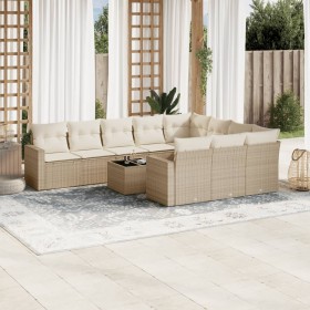 Set de sofás de jardín 11pzas con cojines ratán sintético beige de , Conjuntos de jardín - Ref: Foro24-3219488, Precio: 688,6...