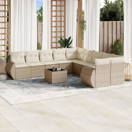 11-piece garden sofa set with beige synthetic rattan cushions by , Modular outdoor sofas - Ref: Foro24-3221917, Price: 724,57...