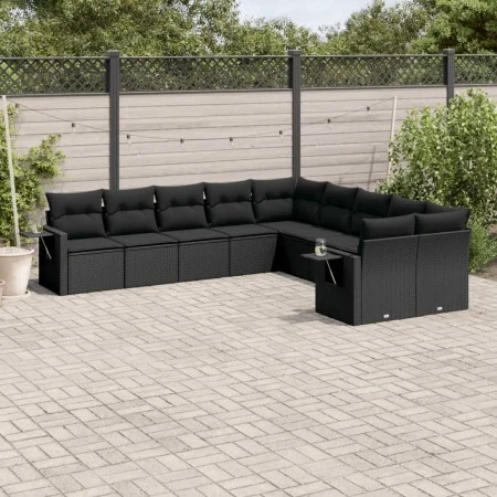 Garden sofa set 10 pieces with black synthetic rattan cushions by , Garden sets - Ref: Foro24-3220704, Price: 681,58 €, Disco...