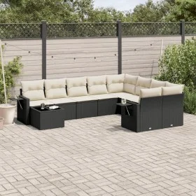 Gartensofa-Set 10-teilig mit schwarzen synthetischen Rattankissen von , Gartensets - Ref: Foro24-3220655, Preis: 584,48 €, Ra...