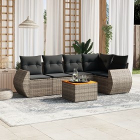 6-teiliges Gartenmöbel-Set und graue synthetische Rattankissen von , Gartensets - Ref: Foro24-3224996, Preis: 377,82 €, Rabat...