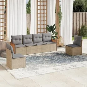 Gartensofa-Set mit Kissen, 6-teilig, beiges synthetisches Rattan von , Gartensets - Ref: Foro24-3227543, Preis: 383,62 €, Rab...