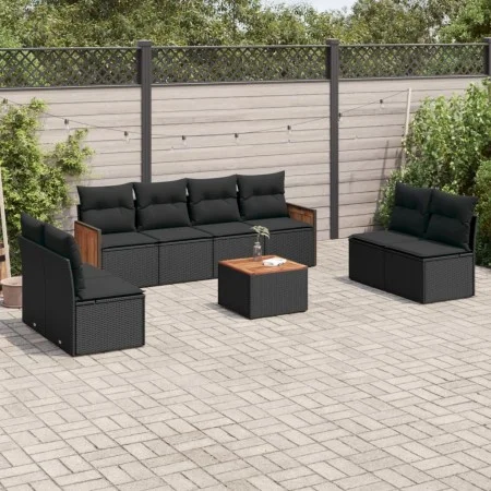 8-piece garden sofa set and black synthetic rattan cushions by , Garden sets - Ref: Foro24-3227574, Price: 518,38 €, Discount: %