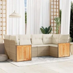 Gartensofa-Set mit Kissen, 6-teilig, beiges synthetisches Rattan von , Gartensets - Ref: Foro24-3227941, Preis: 440,44 €, Rab...