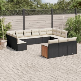 Gartensofa- und Kissenset 13-teilig aus schwarzem synthetischem Rattan von , Gartensets - Ref: Foro24-3228135, Preis: 737,94 ...