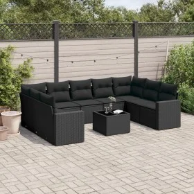 Garden sofa set 10 pieces with black synthetic rattan cushions by , Modular outdoor sofas - Ref: Foro24-3251742, Price: 652,8...