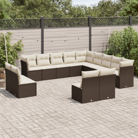 Garden sofa set with cushions 13 pieces brown PE rattan by , Garden sets - Ref: Foro24-3218493, Price: 823,57 €, Discount: %