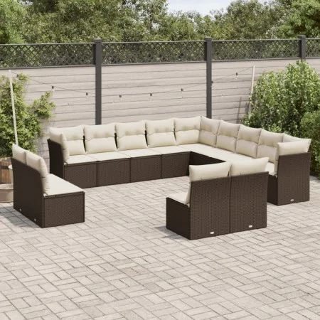 Garden sofa set with cushions 13 pieces brown PE rattan by , Garden sets - Ref: Foro24-3218493, Price: 826,04 €, Discount: %