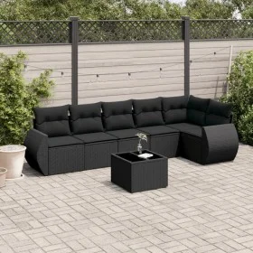 7-piece garden dining set and black synthetic rattan cushions by , Garden sets - Ref: Foro24-3221394, Price: 491,78 €, Discou...