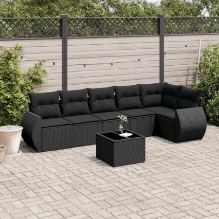 7-piece garden dining set and black synthetic rattan cushions by , Garden sets - Ref: Foro24-3221394, Price: 453,10 €, Discou...