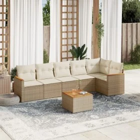 7-piece garden sofa set and beige synthetic rattan cushions by , Garden sets - Ref: Foro24-3258397, Price: 474,32 €, Discount: %