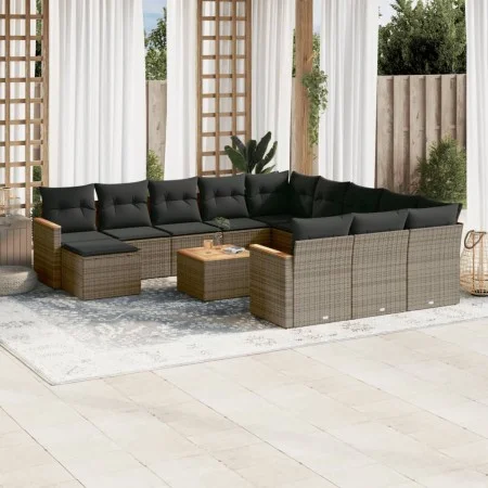 Garden sofa set with cushions 13 pieces gray synthetic rattan by , Garden sets - Ref: Foro24-3258994, Price: 796,80 €, Discou...