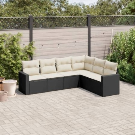 6-piece garden sofa set and black synthetic rattan cushions by , Garden sets - Ref: Foro24-3218996, Price: 348,86 €, Discount: %