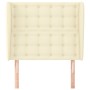 Cabecero con orejas de cuero sintético crema 83x23x118/128 cm