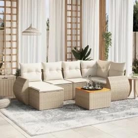 Set sofás de jardín 7 piezas y cojines ratán sintético beige de , Conjuntos de jardín - Ref: Foro24-3225106, Precio: 523,25 €...