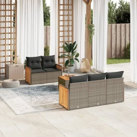 6-teiliges Gartenmöbel-Set und graue synthetische Rattankissen von , Gartensets - Ref: Foro24-3227467, Preis: 411,04 €, Rabat...