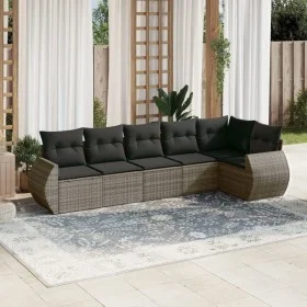 6-piece garden furniture set and gray synthetic rattan cushions by , Garden sets - Ref: Foro24-3221389, Price: 400,06 €, Disc...