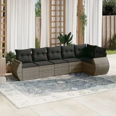 6-teiliges Gartenmöbel-Set und graue synthetische Rattankissen von , Gartensets - Ref: Foro24-3221389, Preis: 400,06 €, Rabat...