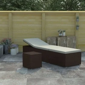 Gartenliege mit Kissen und braunem Kunstrattantisch von vidaXL, Liegen - Ref: Foro24-46226, Preis: 152,94 €, Rabatt: %