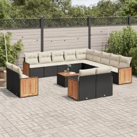 14-teiliges Gartensofa-Set mit schwarzen synthetischen Rattankissen von , Gartensets - Ref: Foro24-3228212, Preis: 880,78 €, ...
